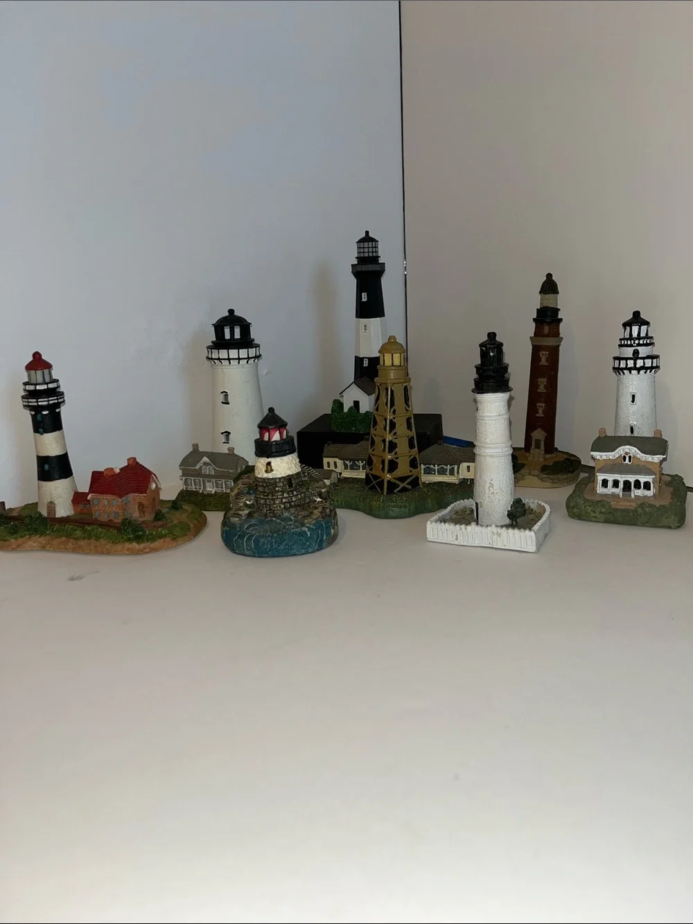 9 Assorted White and Black Lighthouse Decorative Accents - Unbranded